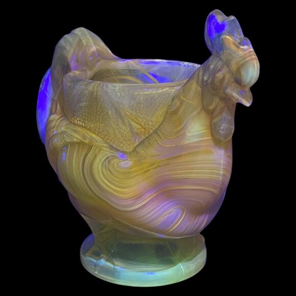 Boyds Glass Extra Large Rooster Egg Cup 1999 Autumn Harvest GLOWS OOAK B1077 - Picture 6 of 15